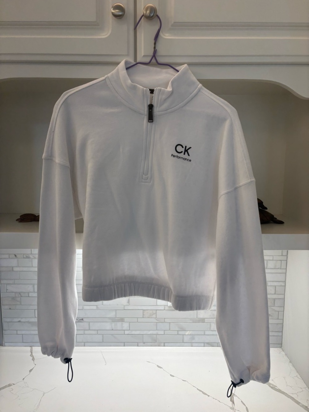 Calvin Klein White Zip Sweatshirt Womans New With Tags - Size M